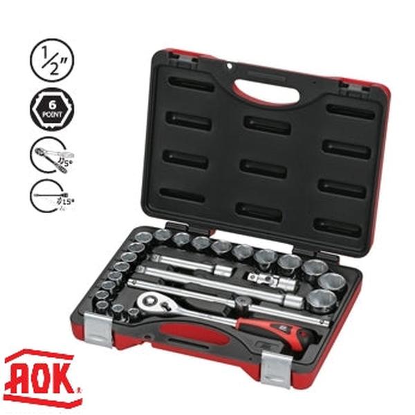 AOK 25-Piece Metric 1/2" Drive Metric Socket Set