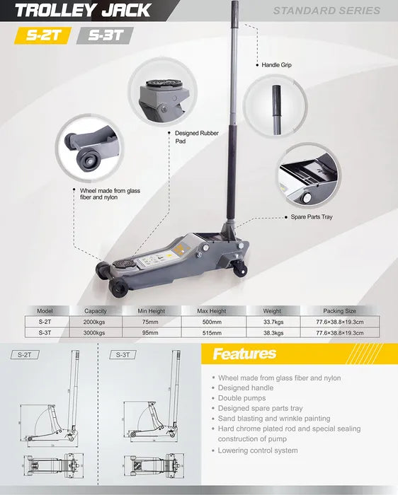 SNIT Floor Jack Low Profile - 3 Ton (95-515mm)