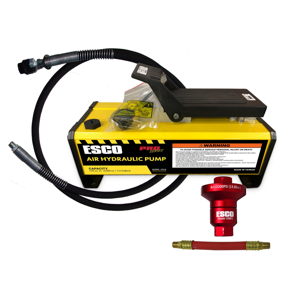 Air/Hyd Pump 2.25 Qt Hose & Coupler 10000Psi - Esco