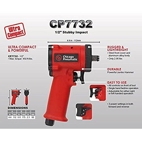 Cp7732 1/2In Stubby Impact Gun
