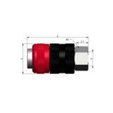 ARO Style Safety Coupler 1/4" FBSP Inlet - Black/Red